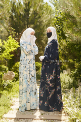 Sadia Floral Dress In 100% Cotton Summer Tiered Style Abaya - Front Zipper