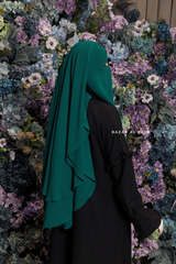 Emerald Two Layer Flap Niqab - Premium Wool Chiffon - Medium