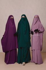 Hoor - Two Piece Jilbab With Skirt Set - Silk Crepe