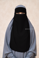 Flap Black Single Niqab - Super Breathable Veil