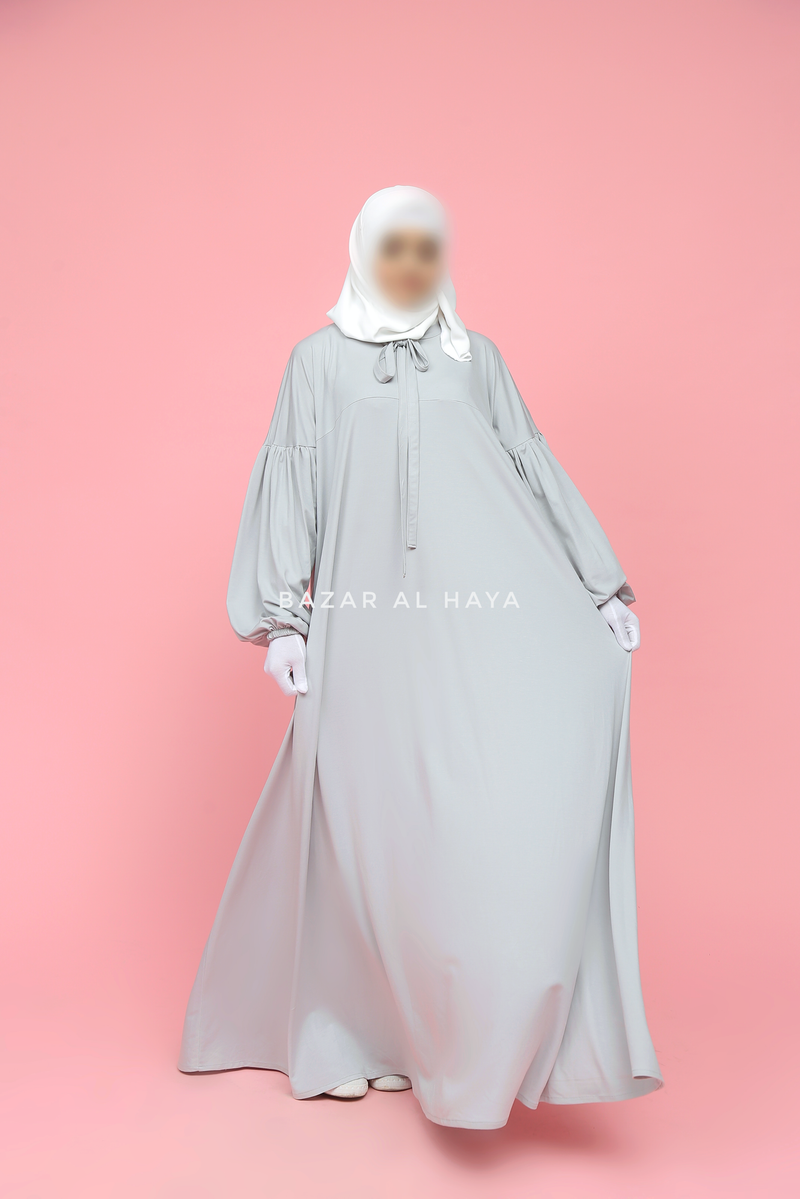 Eliza Silver Cotton Super Soft & Breathable Abaya Dress - Cozy