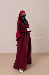 Maroon Salam 2 Abaya - Comfy Style Front Zipper - Nida