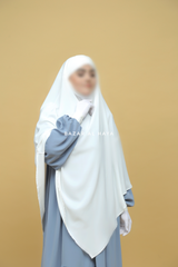 Mubarak Long White Diamond Khimar - Nidha Extra Long