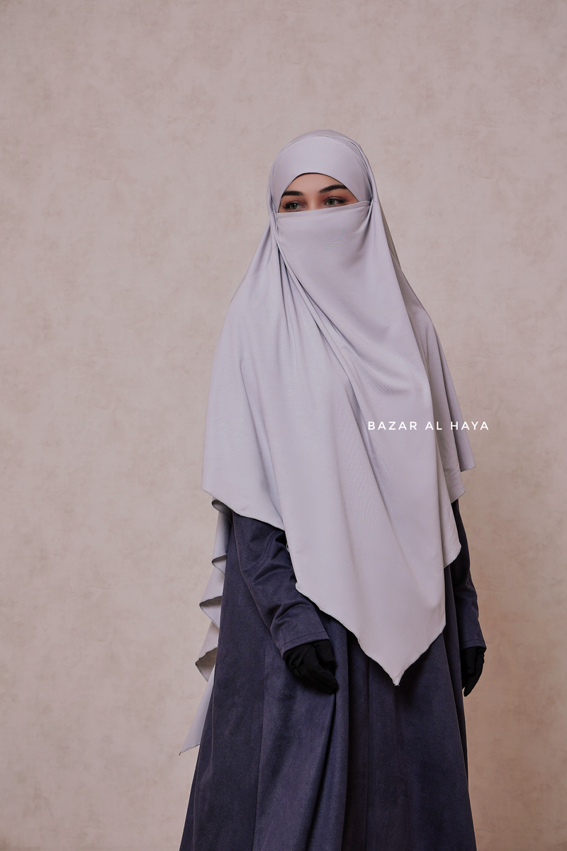 Silver Eliza Long Triangle Diamond Khimar - Soft Cotton