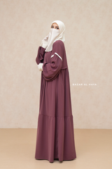 Mubina Grape Tiered Abaya Dress - Loose & Wide In Nidha