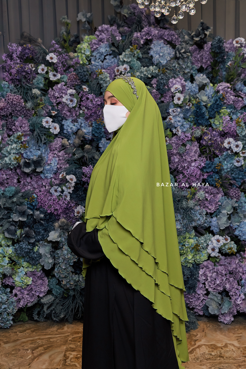 Kiwi Aiza Three Layered Diamond Khimar - Premium Stretch