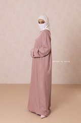 Dusty Rose Madina Abaya - Soft Relaxed Fit - Mediumweight Silk Crepe