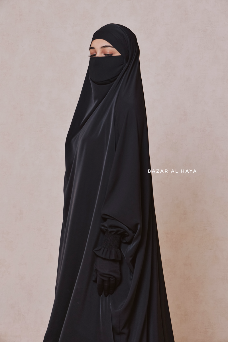 Hoor Two Piece  Black Jilbab With Skirt- Long & Loose