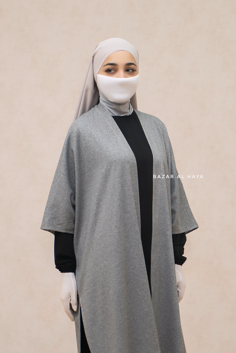 Grey Taima Warm Cardigan - Comfy Oversized- Premium Acrylic Cashmere