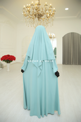 Eliza Two Piece Abaya & Khimar Set in Mint Cotton Super Soft & Breathable - Cozy