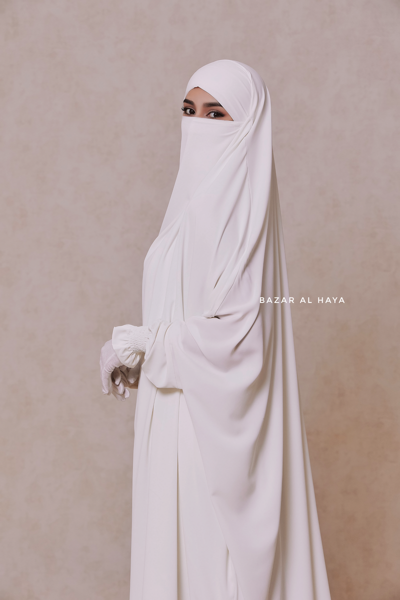 White Hoor - Two Piece Jilbab With Skirt- Long & Loose