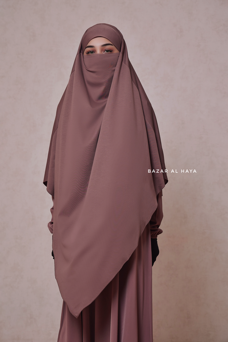 Coffee Eliza Long Triangle Diamond Khimar - Soft Cotton