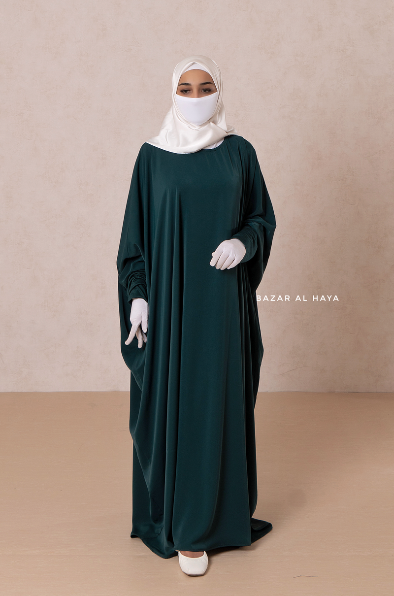 Emerald Faraasha Butterfly Wide Abaya - Silk Crepe