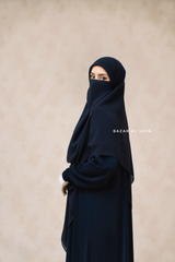 Dark Blue Square Scarf With Half Niqab Set - Super Breathable - Quality