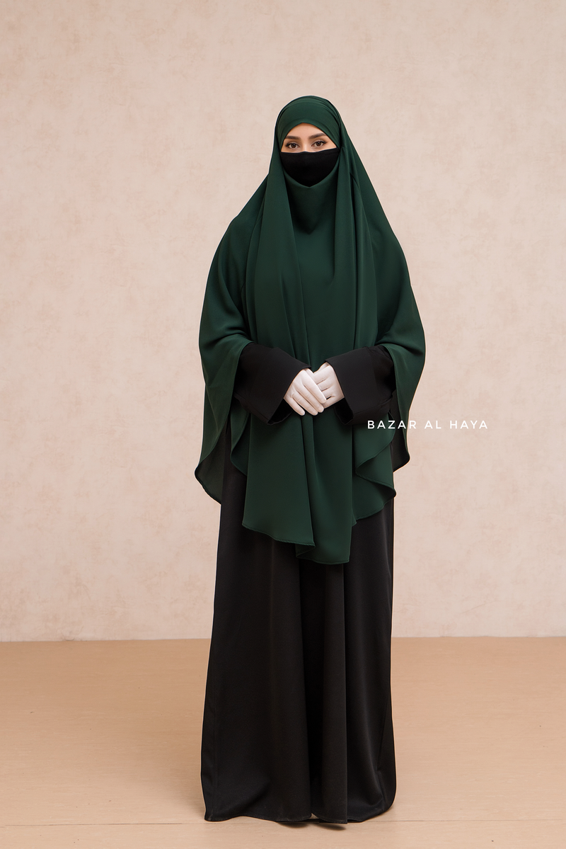 Marwad Maxi Round Diamond Khimar In Emerald - Crepe, Cotton Extra Long