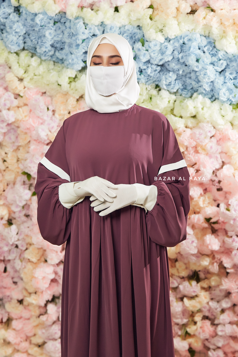 Grape Mubina Tiered Abaya Dress - Loose & Wide In Nida