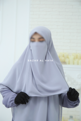 Silver Square Scarf With Half Niqab Set - Super Breathable - Quality