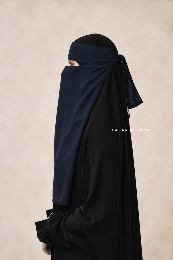 Dark Blue Single Layer Niqab - Extremely Breathable - Premium