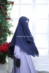 Dark Blue Square Scarf With Half Niqab Set - Super Breathable - Quality