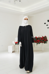 Black Salam 2 Abaya - Comfy Style Front Zipper - Nida