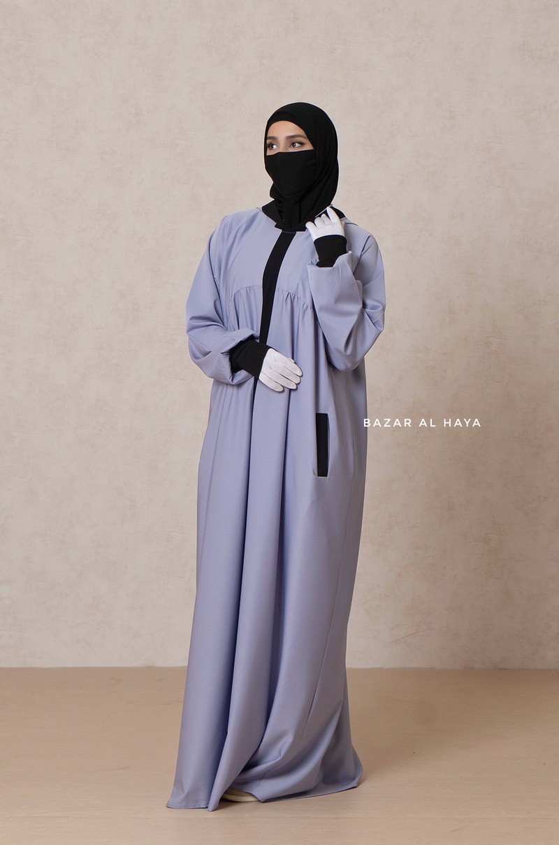 Kalina Lilac Hooded Abaya Dress With Pockets - Soft Crepe Cotton