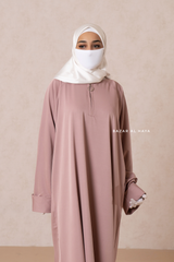 Dusty Rose Madina Abaya - Soft Relaxed Fit - Mediumweight Silk Crepe