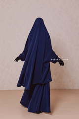 Dark Blue Hoor - Two Piece Jilbab With Skirt - Long & Loose