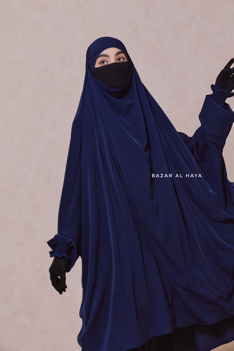 Dark Blue Hoor - Two Piece Jilbab With Skirt - Long & Loose