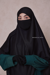 Black Eliza Long Triangle Diamond Khimar - Soft Cotton