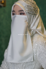 White Bridal Satin Half Niqab - Elegant & Modest Wedding Veil