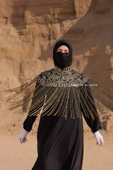 Gold & Black Bisser Collar Cape - Costume Jewelry Poncho