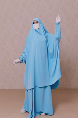 Baby Blue Hoor - Two Piece Jilbab With Skirt- Long & Loose