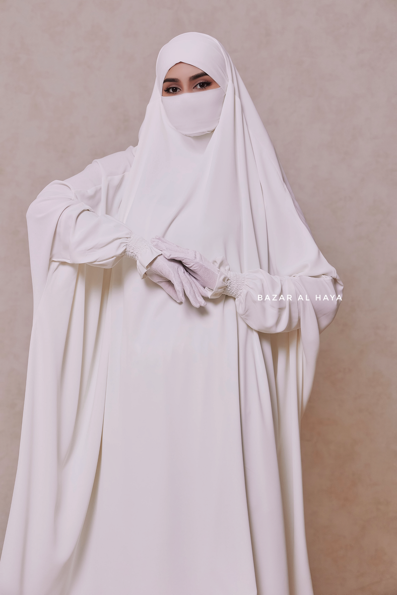 White Hoor - Two Piece Jilbab With Skirt- Long & Loose