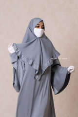 Bushra Dress - Steel Grey Layered Ruffle Sleeve Abaya - Premium Sultansha