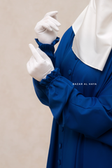 Royal Blue Safa Loose - Fit Abaya With Button Front - Silk Crepe