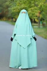 Mint Salam 2 Abaya & Mubarak Khimar Extra Long Set - Nida