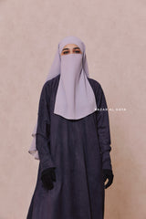 Naval Yamina Front & Sleeve Zipper Abaya Dress With Side Pockets - Textured Suede