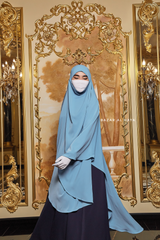 Munawwar Sky Blue Extra Long Triangle Diamond Khimar - Soft Nida