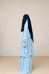 Dark Blue Two Layer Flap Niqab - Premium Wool Chiffon - Medium