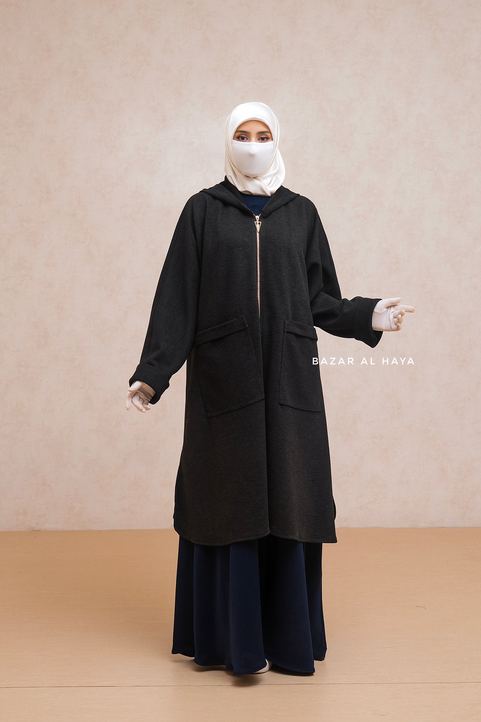 Black Kinza Warm Hooded Poncho Overcoat - Comfy Oversized- Premium