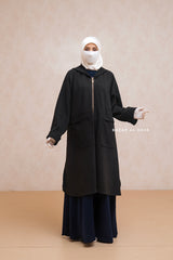 Black Kinza Warm Hooded Poncho Overcoat - Comfy Oversized- Premium Wool