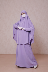 Lilac Yasmin Two Piece Jilbab With Dress & Khimar - Loose Style & Light Soft Breathable