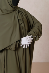 Olive Prayer / Salah Dress One Piece Jilbab 100% Cotton - Super Breathable Comfy Style