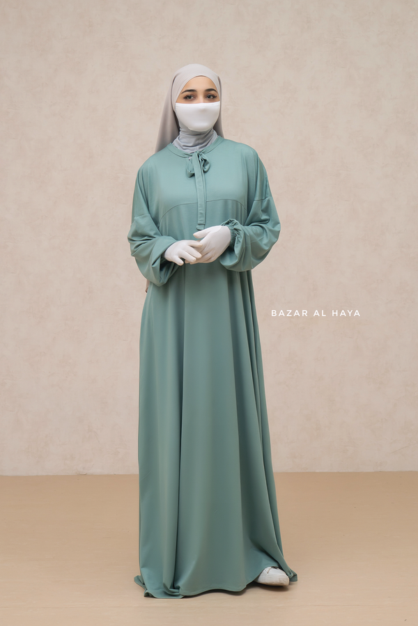 Eliza Mint Cotton Super Soft & Breathable Abaya Dress - Cozy