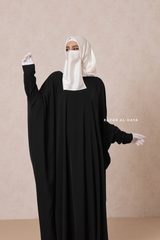 Black Faraasha Butterfly Wide Abaya - Silk Crepe