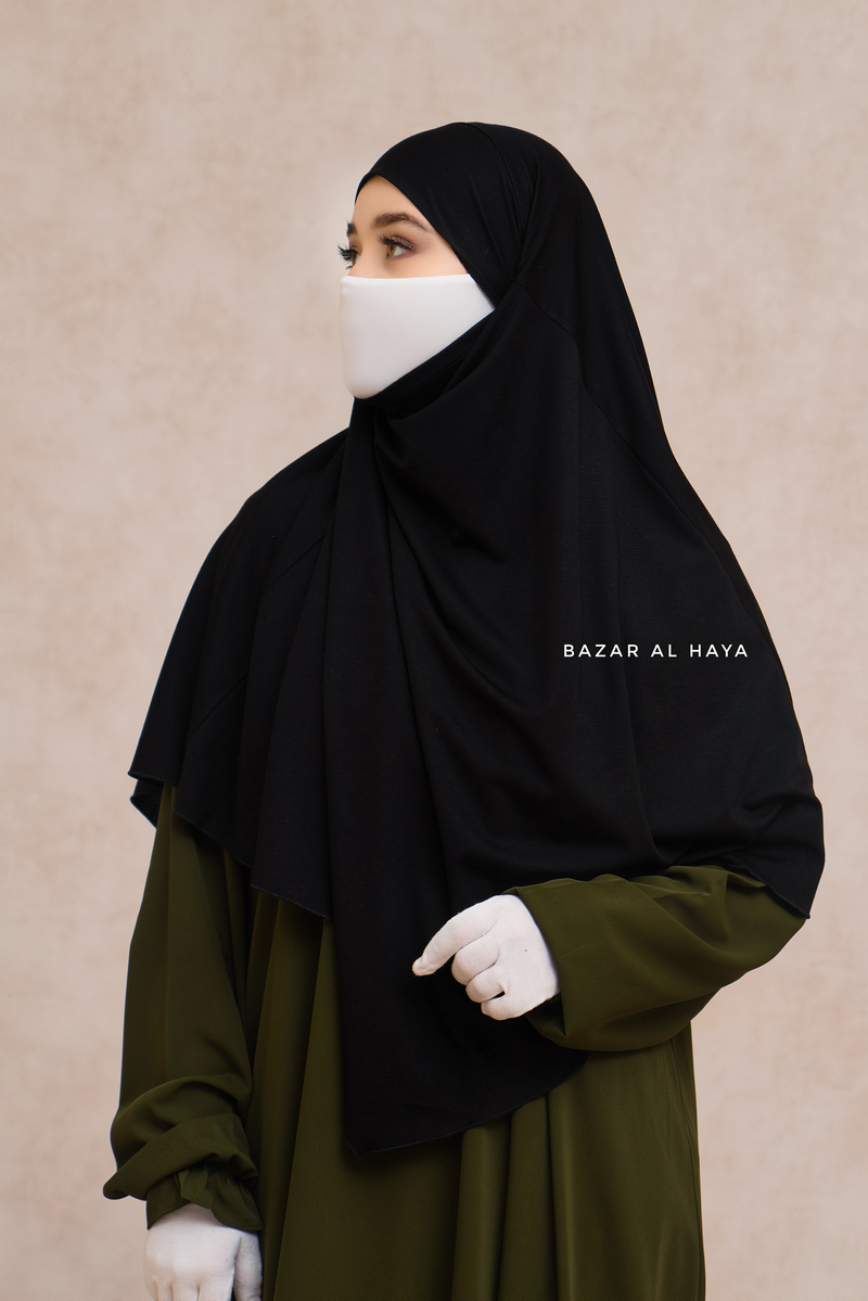 Eliza Black Diamond Khimar - Stretch Cotton - Medium