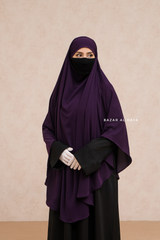 Marwad Maxi Round Diamond Khimar In Purple - Crepe, Cotton Extra Long