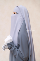 Silver Two Layer Niqab - Long & Wide - Super Breathable Veil