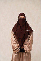 Brown Square Scarf With Half Niqab Set - Super Breathable - Medium