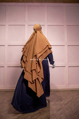 Aiza Latte Three Layered Diamond Khimar - Premium Stretch